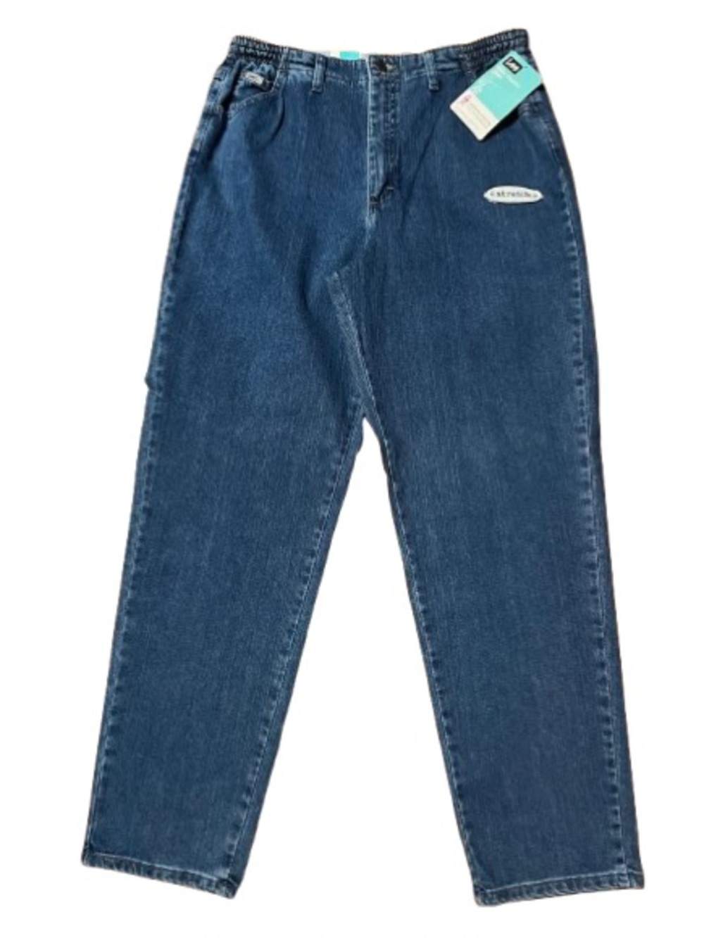 NWT Lee Side Elastic Stretch Relaxed Fit Tapered Leg Blue Denim Jeans Size 16